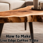 DIY live edge coffee table with natural wood slab and rustic finish.