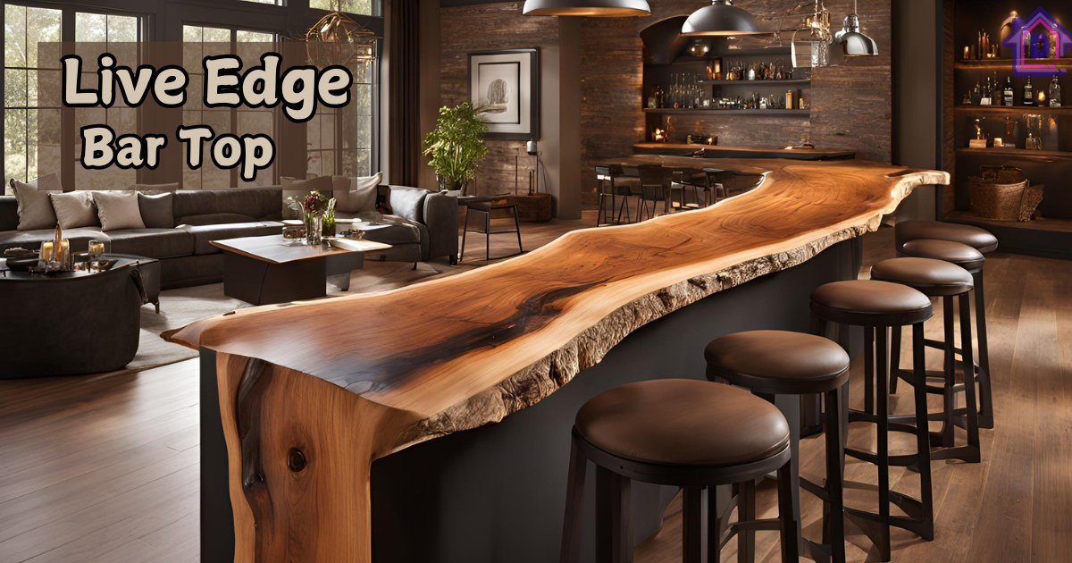 Unique live edge bar top design with natural wood grains