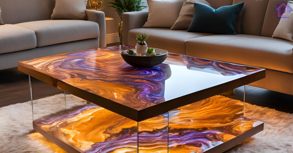 Elegant Epoxy Resin Tables with LED Lights for Modern Interiors