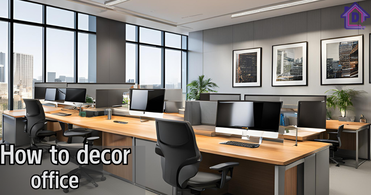 Decorated office interior with stylish furniture and vibrant colours.