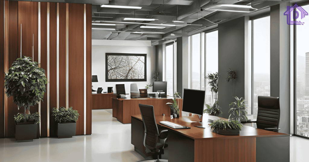 A beautifully decorated office space that inspires productivity.