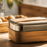 Eco-friendly tiffin boxes made from sustainable materials like stainless steel and bamboo, promoting zero-waste meal packing