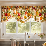 Stylish kitchen topper curtains in a modern kitchen with natural light