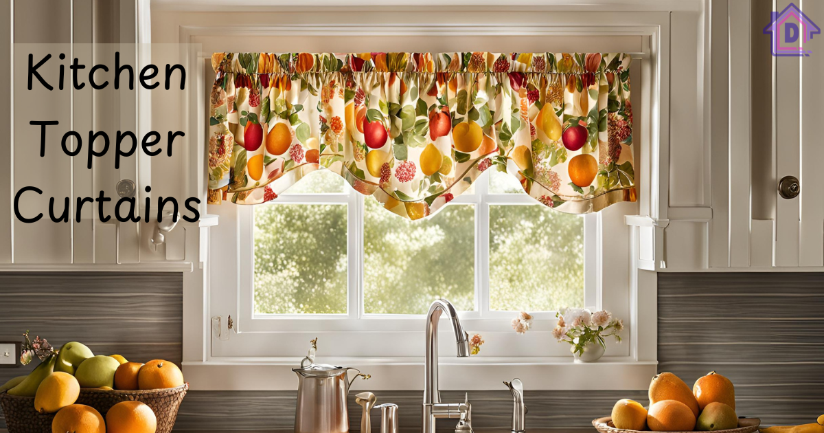 Stylish kitchen topper curtains in a modern kitchen with natural light