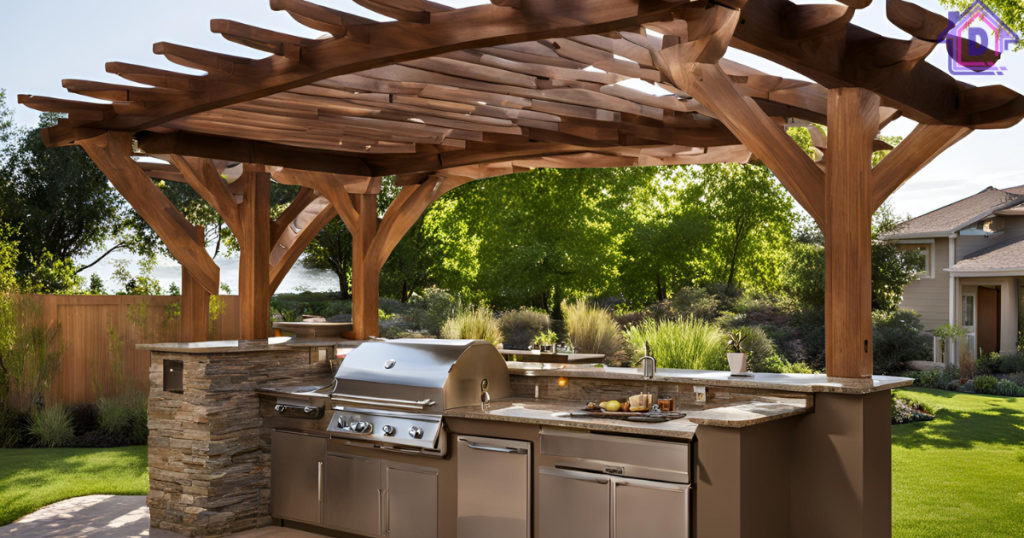 Simple Outdoor Kitchen Designs with Pergola