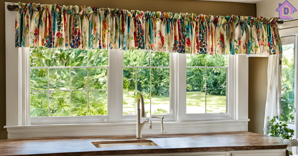 Stylish kitchen topper curtains in a modern kitchen
