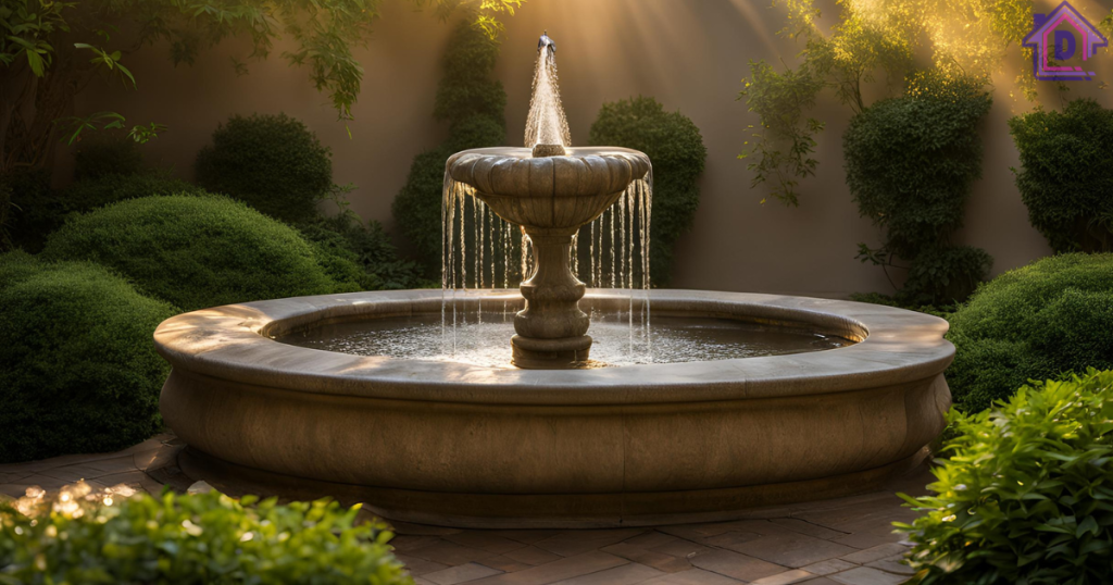 outdoor corner fountain ideas 