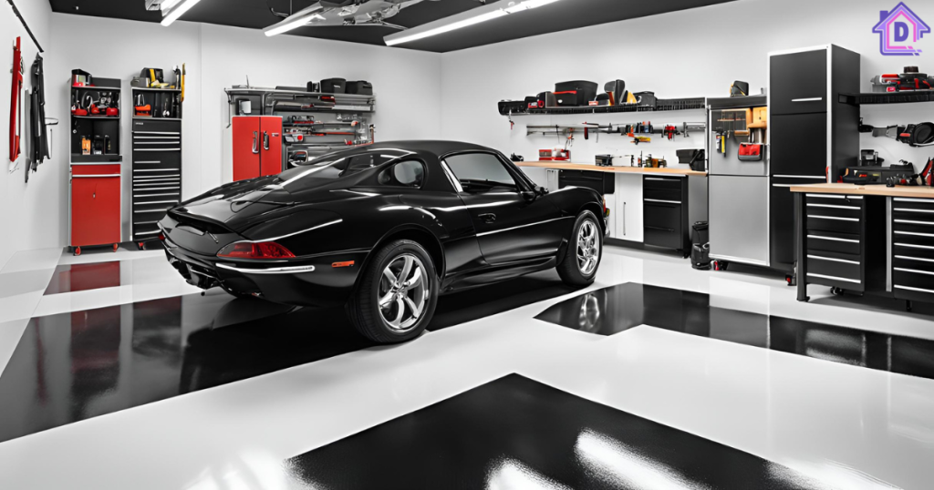 Stunning Black and White Epoxy Garage Floor Design