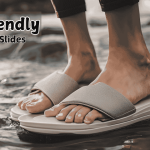 Eco friendly waterproof slides made from recycled materials for sustainable outdoor comfort.