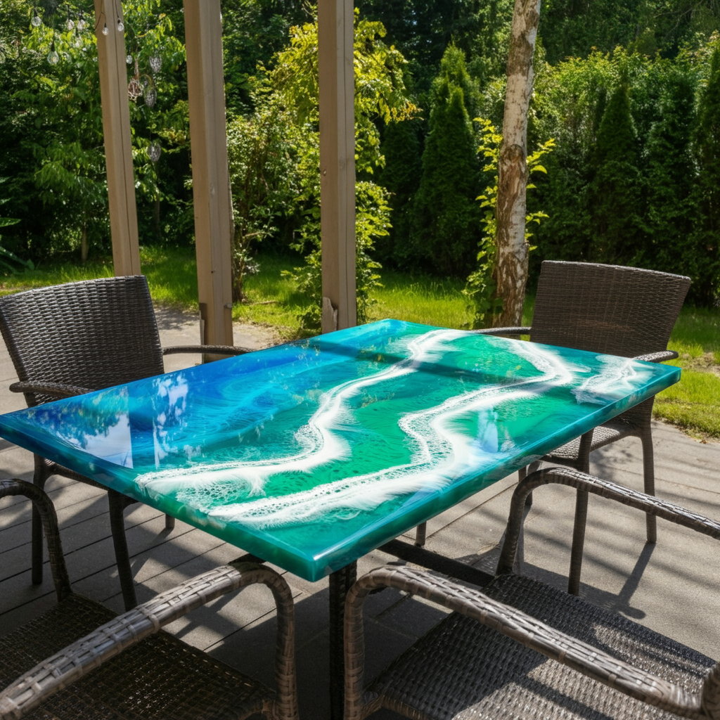 Epoxy resin furniture for outdoor patios